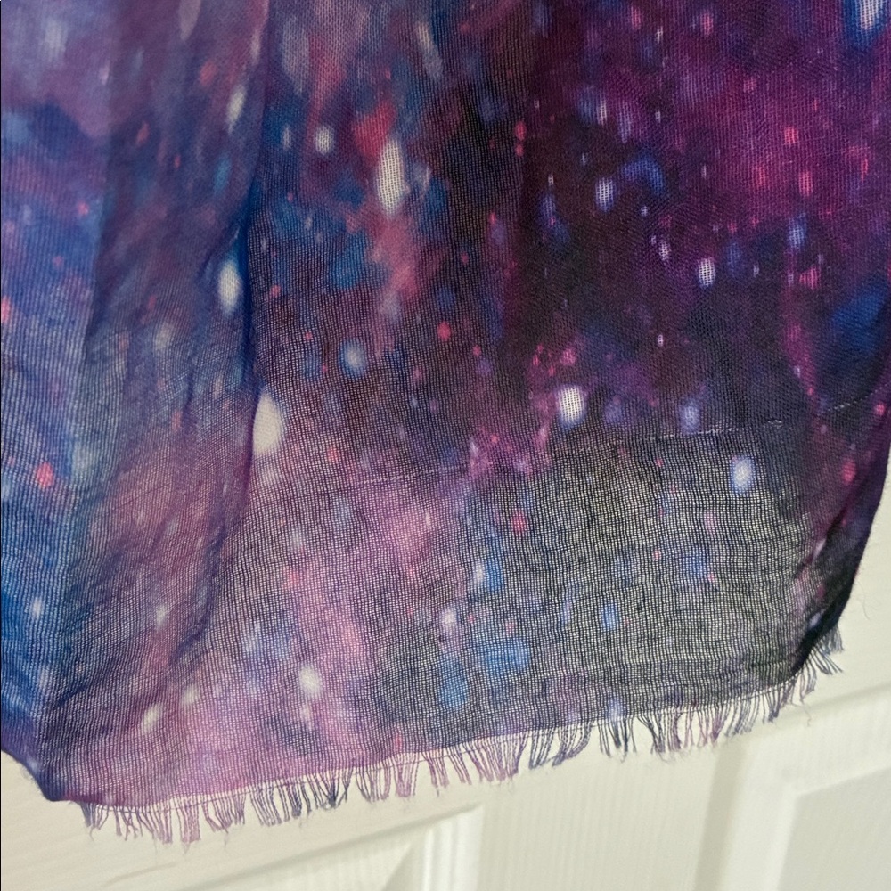 Blue Pink Purple Galaxy Sky Pattern Head Wrap Scarf Sheer Fabric - Picture 4 of 10